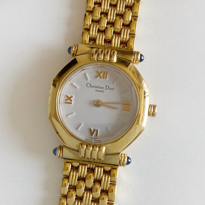 Dior 1990s Octagon Gold Plated Watch