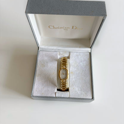 Dior 1990s Oval Gold Plated Watch