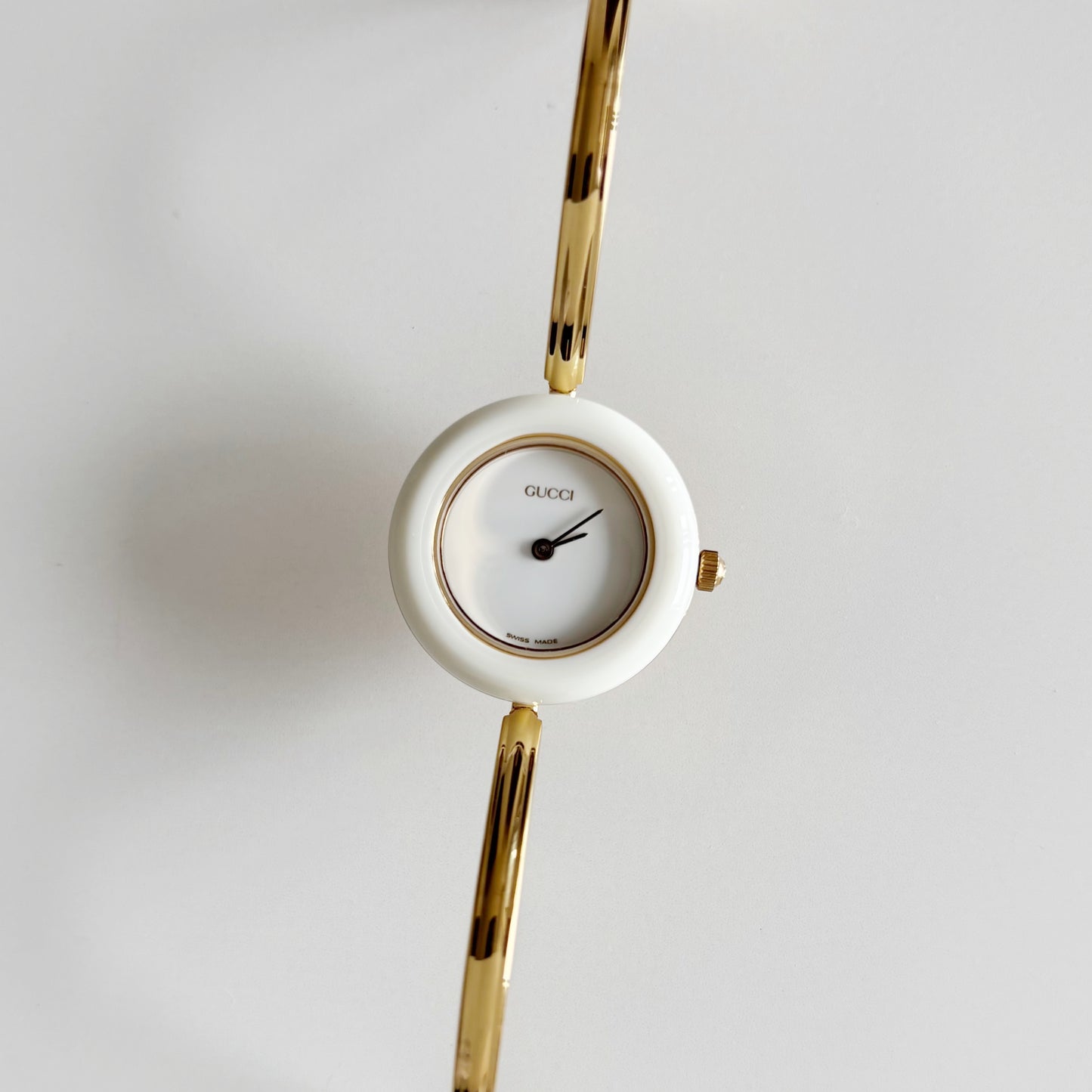 Gucci 1990s Interchangeable Bezel Gold Plated Watch with 12 bezels, case (Small)