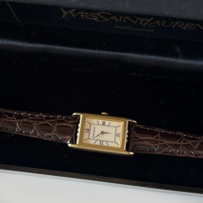 Yves Saint Laurent 1990s Tank Gold Plated Watch
