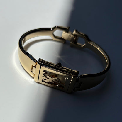 Yves Saint Laurent 1990s Peek-A-Boo Gold Plated Bangle Watch