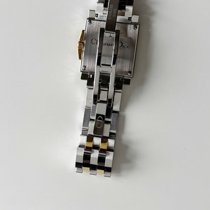 Dior 1990s Monsieur De Dior Navy Square Dial Two Tone Watch (Large)