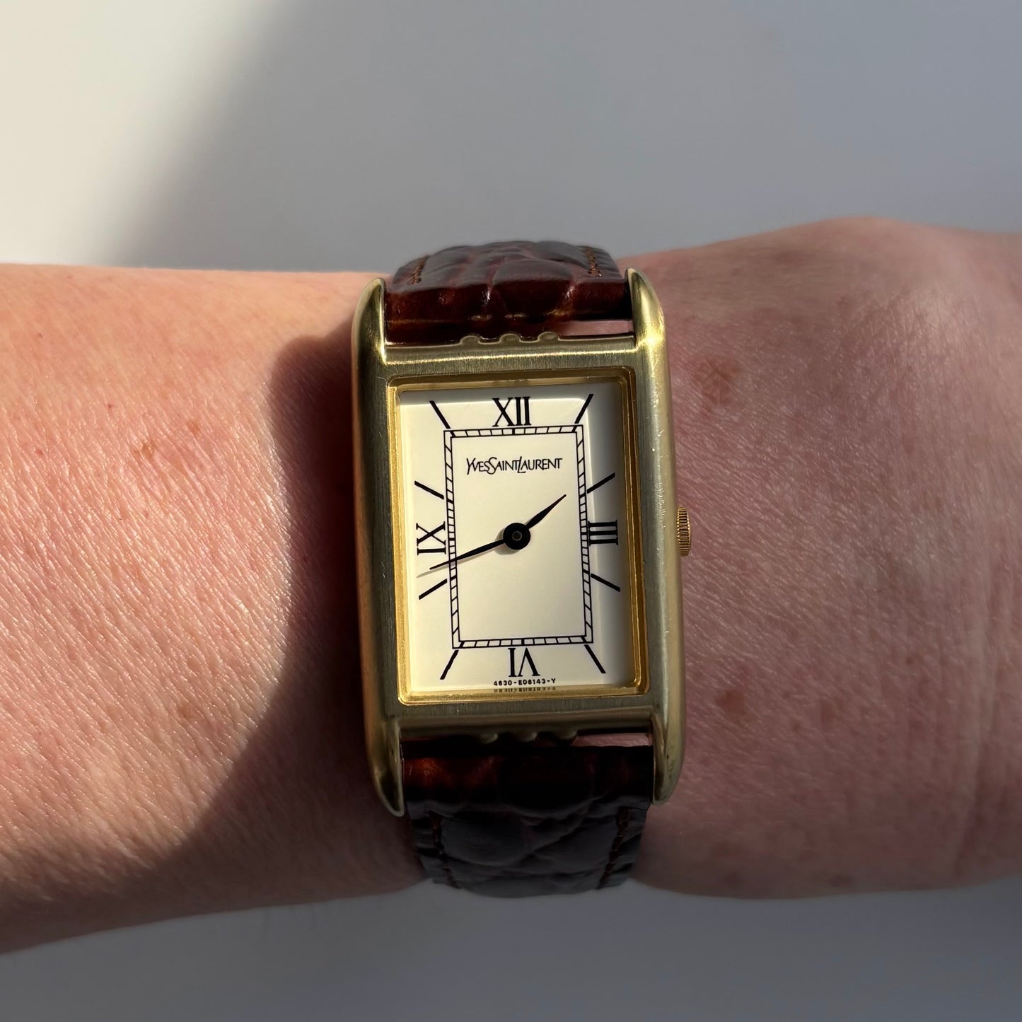 Yves Saint Laurent 1990s Gold Plated Tank Watch (Large)