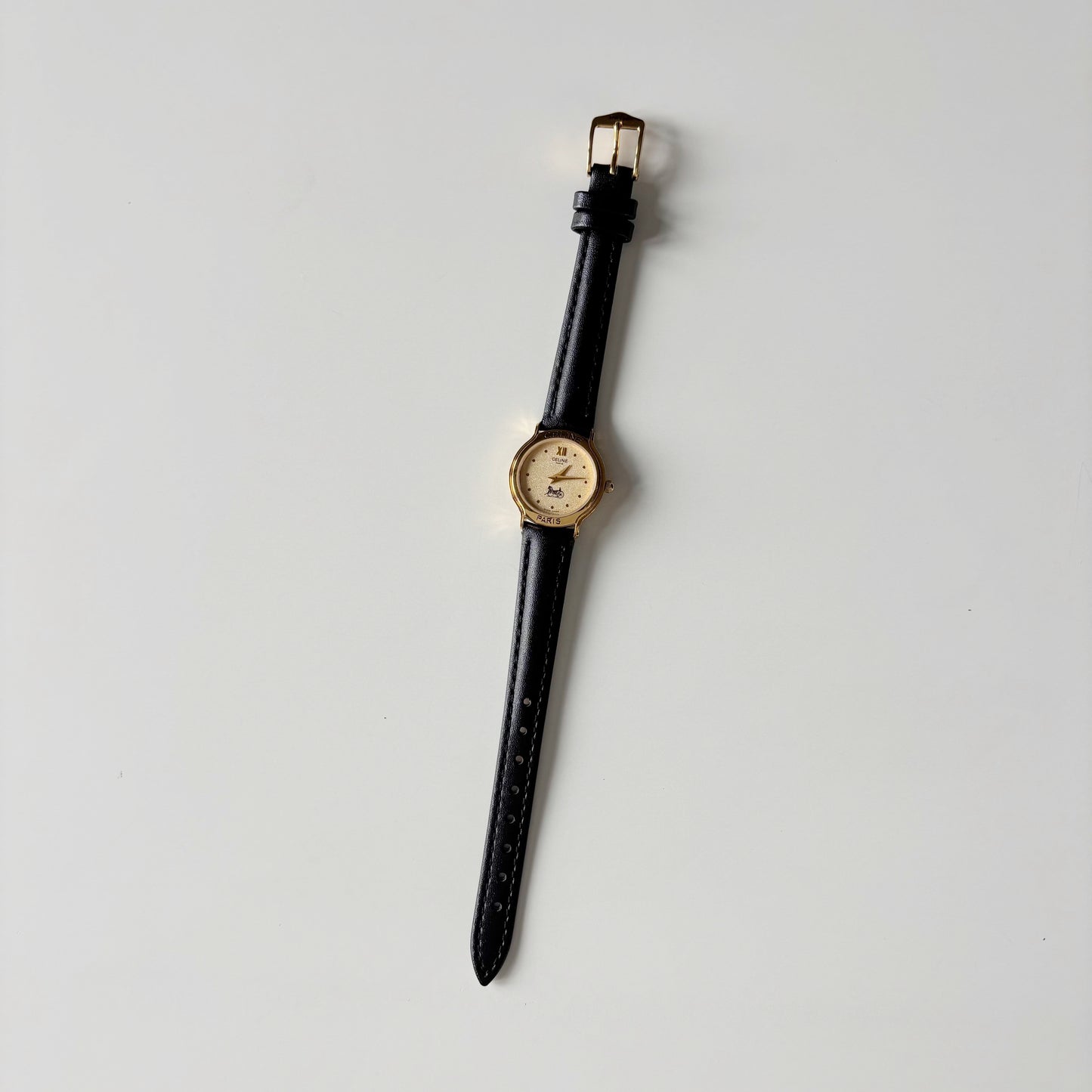 Celine 1980s Round Dial Gold Plated Watch