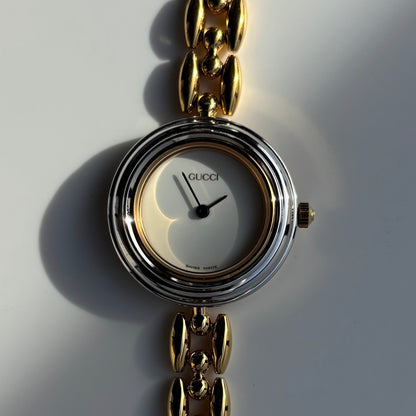 Gucci 1990s Interchangeable Bezel Gold Plated Watch with 6 bezels, case (160mm)