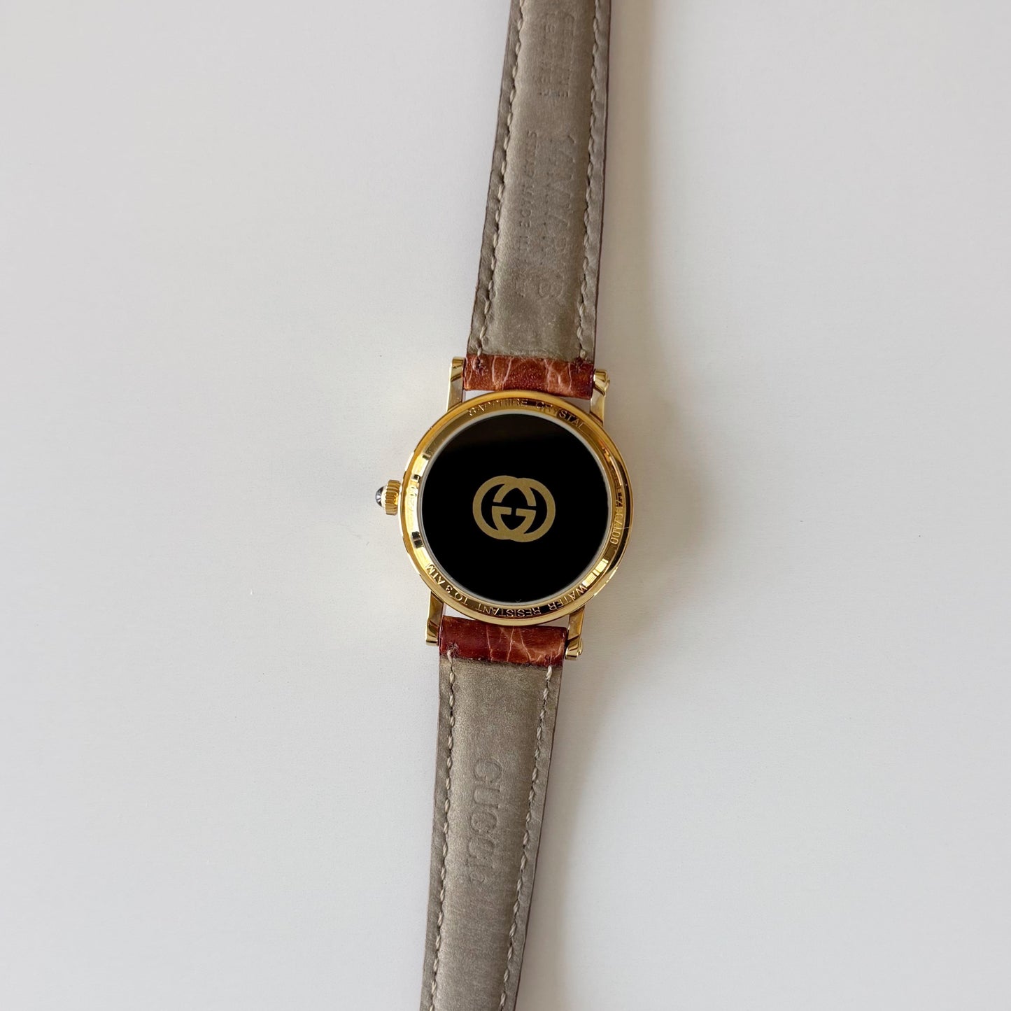Gucci 1990s Date Round Dial Gold Plated Watch