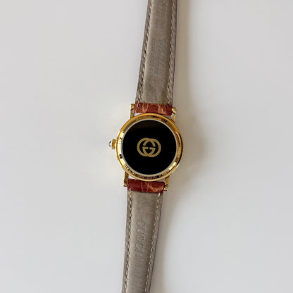 Gucci 1990s Date Round Dial Gold Plated Watch