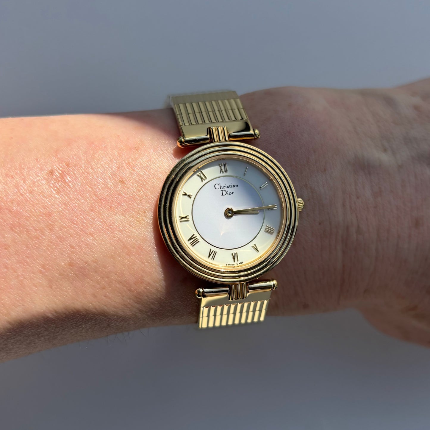 Dior 1990s Round Dial Gold Plated Watch (Large)