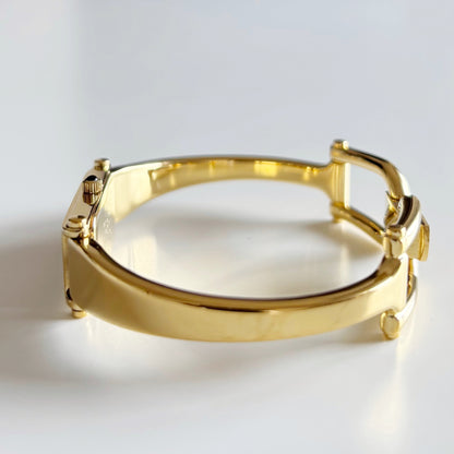 Gucci 1990s Seashell Dial Gold Plated Bangle Watch