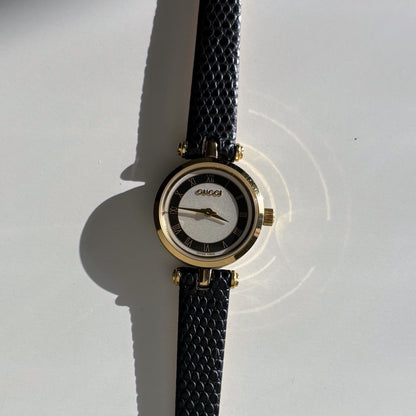 Gucci 1990s Round Dial Gold Plated Watch