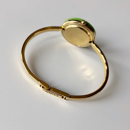 Gucci 1990s Interchangeable Bezel Gold Plated Bangle Watch with 12 bezels, case