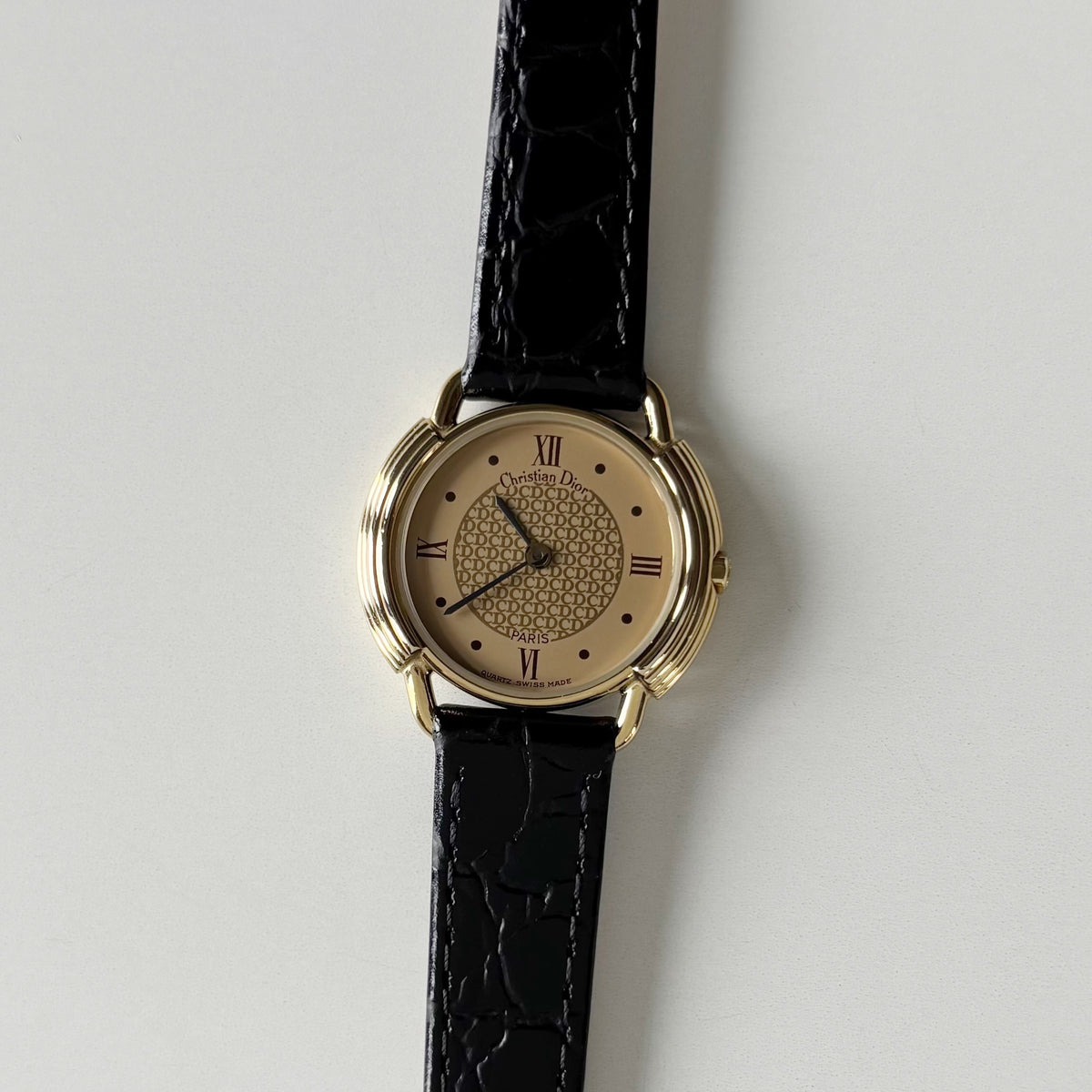 Dior 1990s Round Dial CD Logo Gold Plated Watch