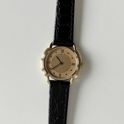 Dior 1990s Round Dial CD Logo Gold Plated Watch