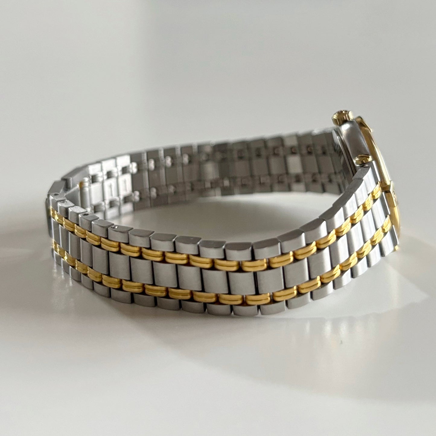 Gucci 1990s Black Dial Gold Plated Two Tone Watch