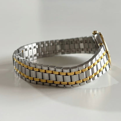 Gucci 1990s Black Dial Gold Plated Two Tone Watch