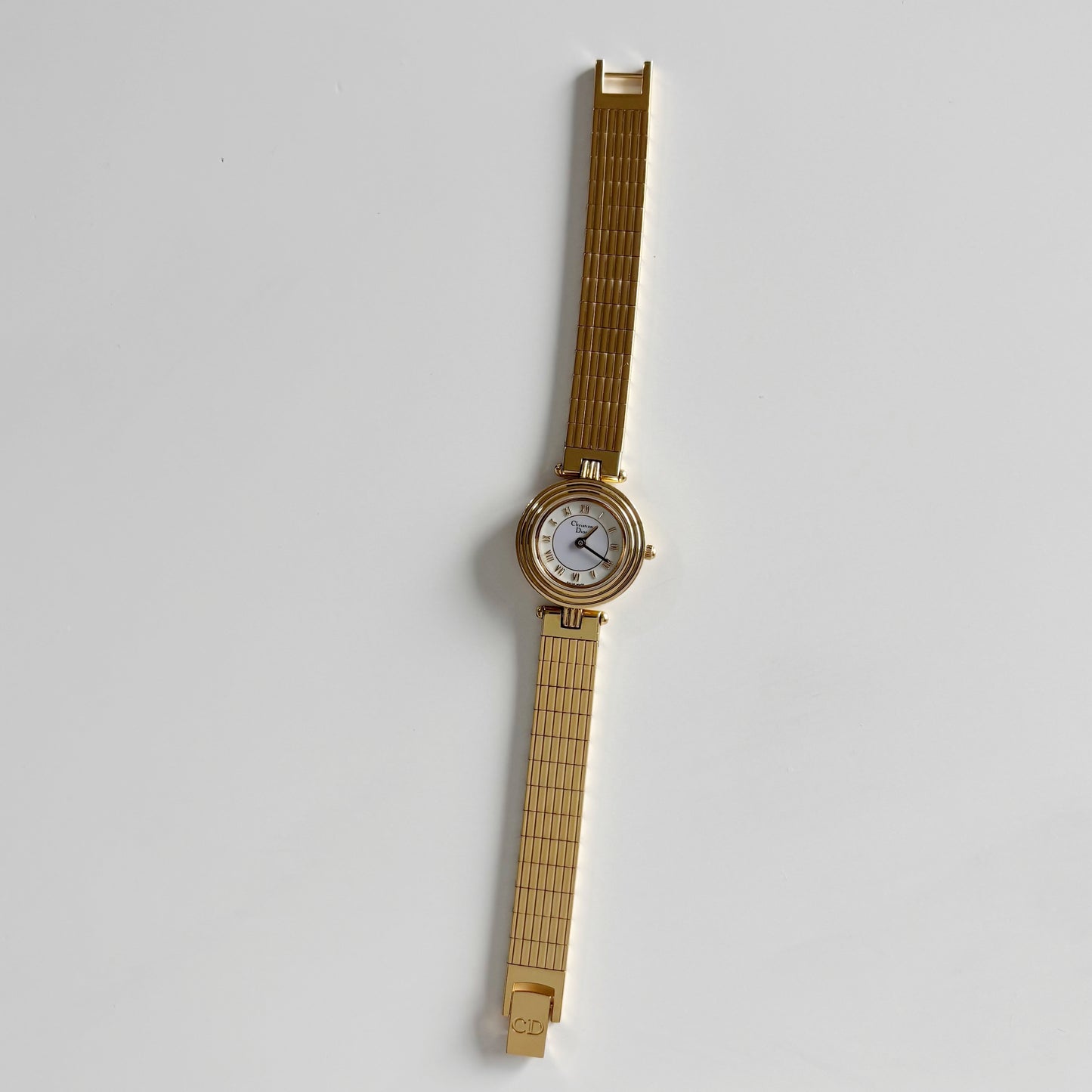 Dior 1990s Round Dial Gold Plated Watch