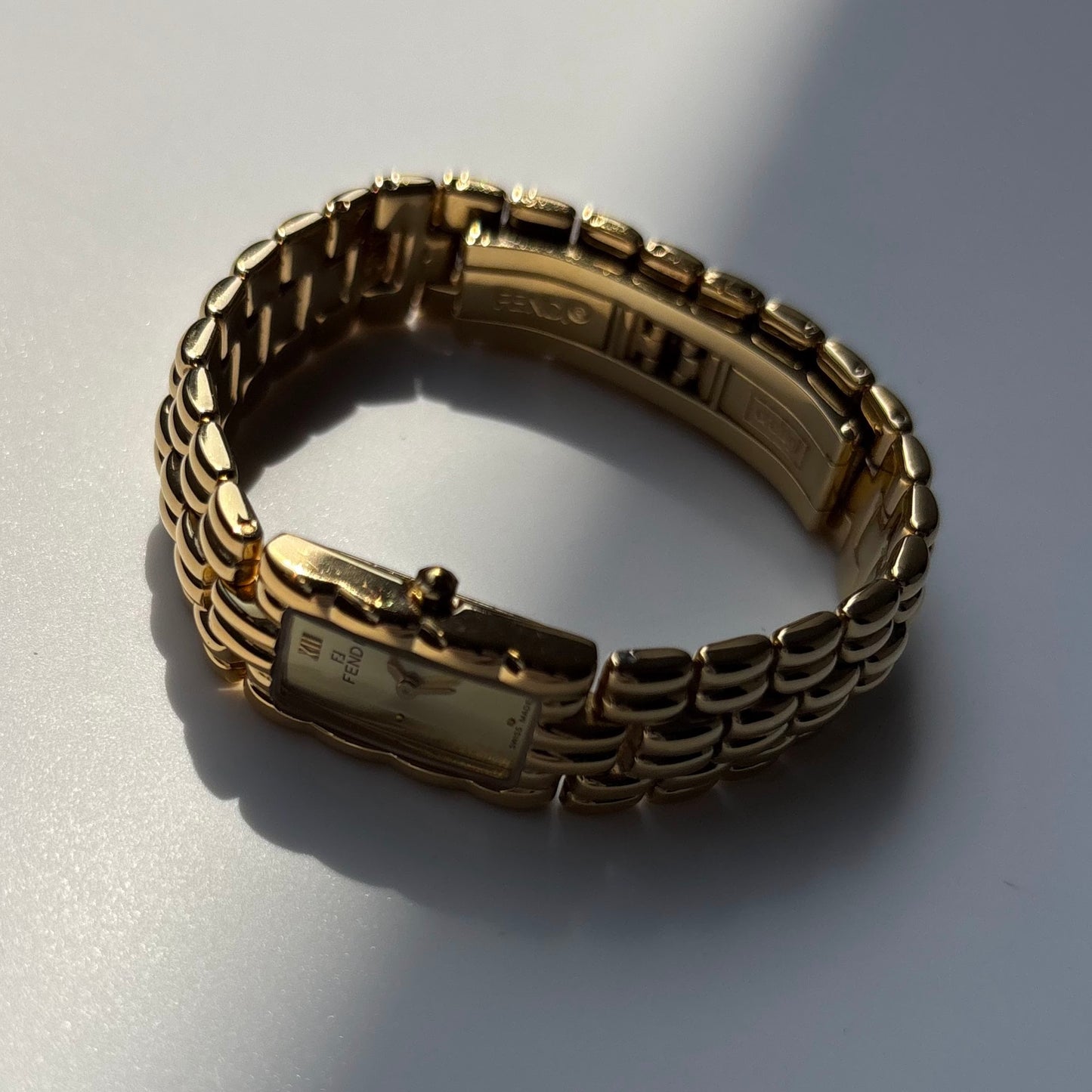 Fendi 1990s Gold Dial Gold Plated Watch