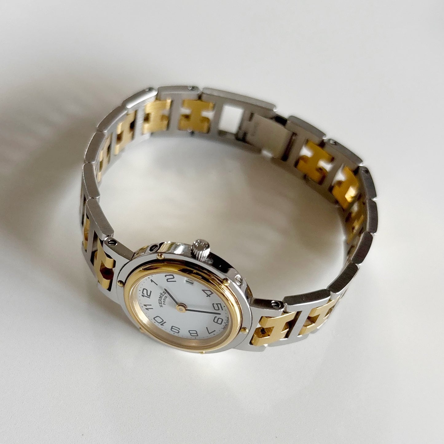 Hermes 1990s Clipper Date Two Tone Watch