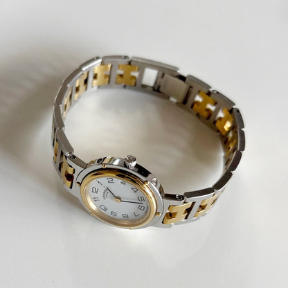 Hermes 1990s Clipper Date Two Tone Watch