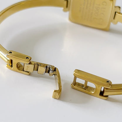 Gucci 1990s Square Gold Plated Bangle Watch