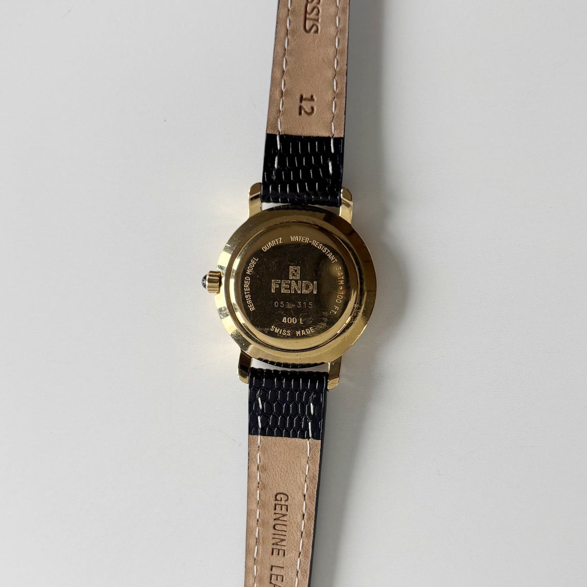 Fendi 1990s Round Dial Gold Plated Watch