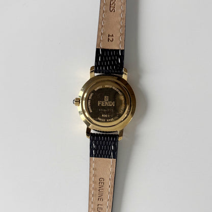Fendi 1990s Round Dial Gold Plated Watch