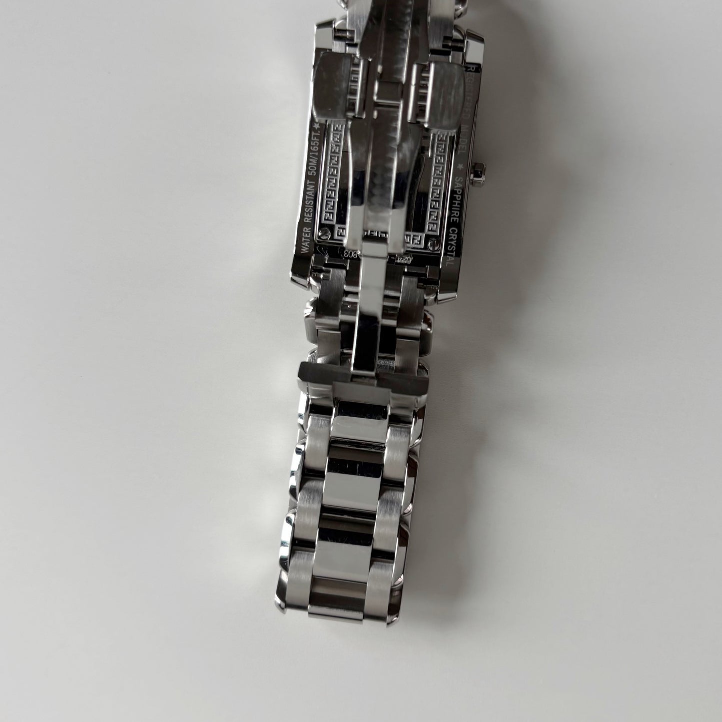 Fendi 1990s Seashell Dial Stainless steel Tank Watch