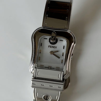Fendi 1990s Seashell Dial Stainless steel Silver Buckle Watch