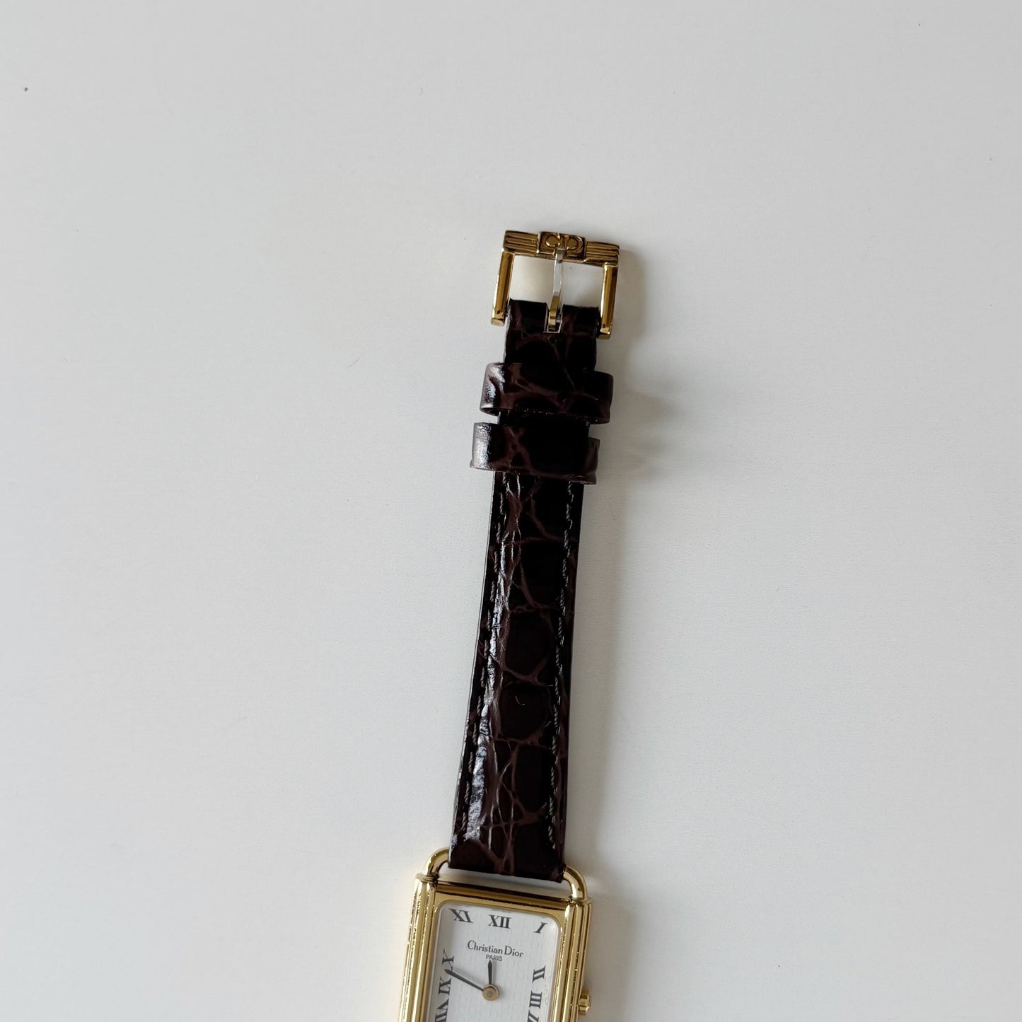 Dior 1990s CD Logo Tank Gold Plated Watch