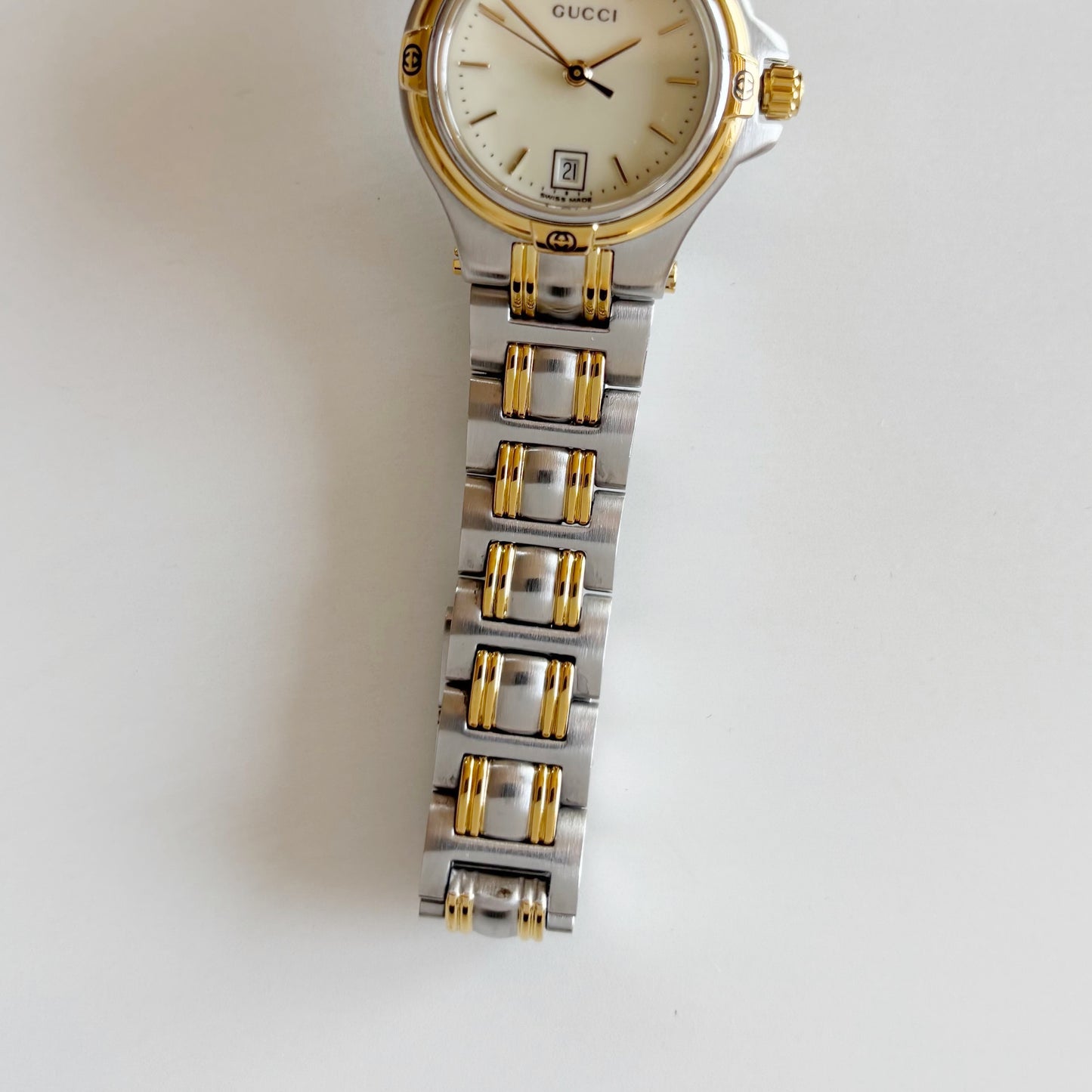 Gucci 1990s Date Round Dial Two Tone Watch
