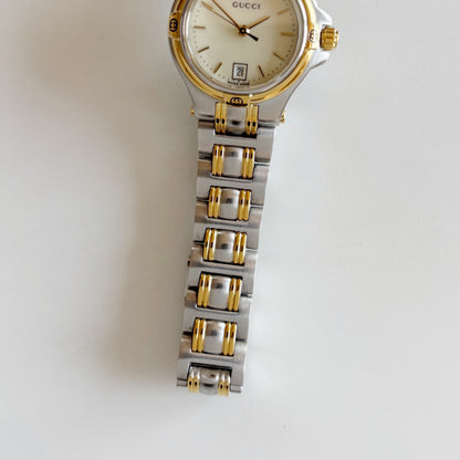 Gucci 1990s Date Round Dial Two Tone Watch