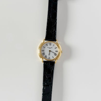 Dior 1990s Round Dial Gold Plated Watch