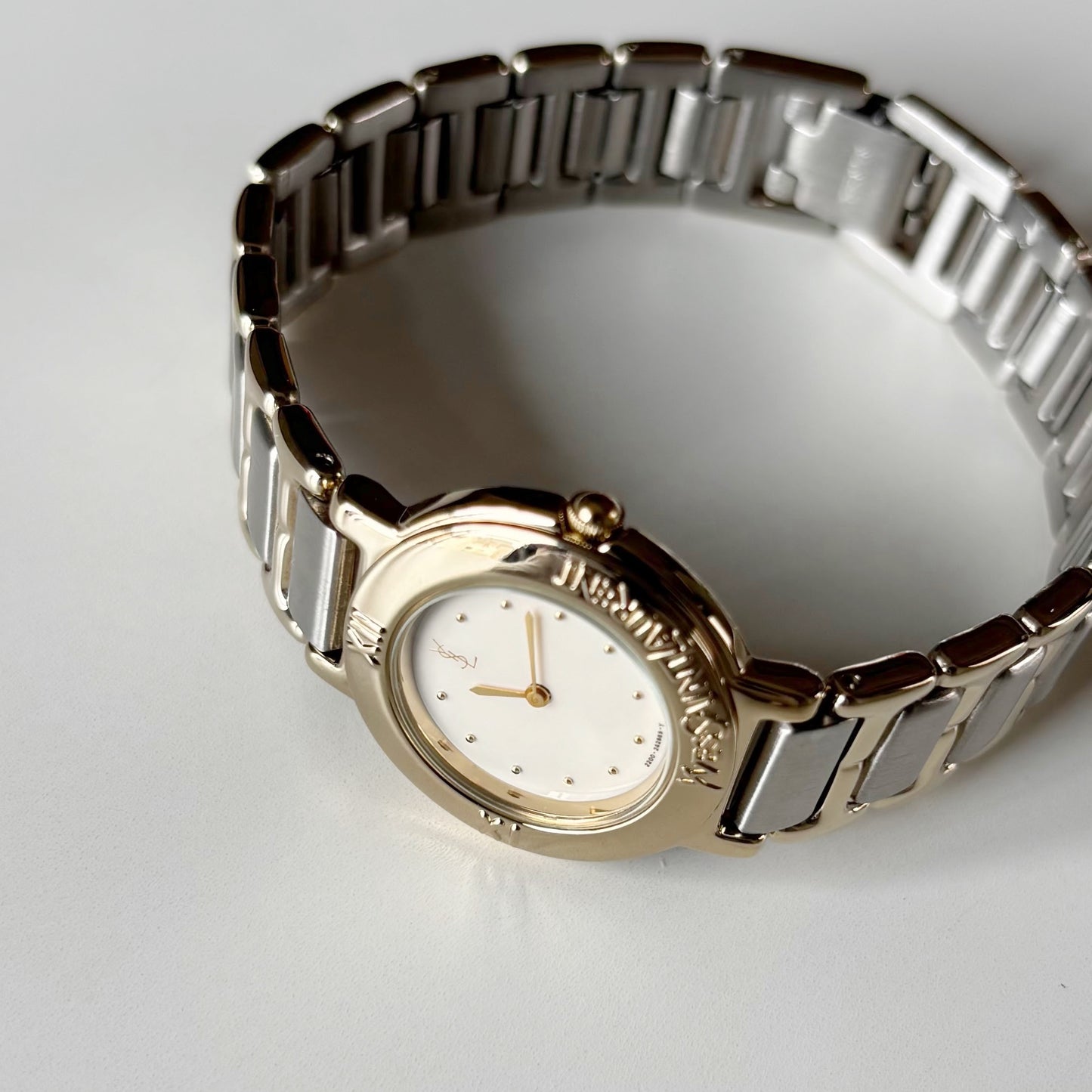 Yves Saint Laurent 1990s Round Dial Two Tone Watch