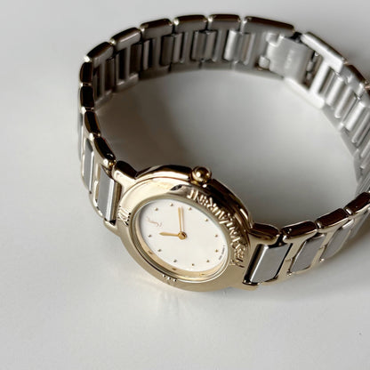 Yves Saint Laurent 1990s Round Dial Two Tone Watch