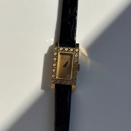 Dior 1990s La Parisienne  18K Solid Gold Case Tank Watch