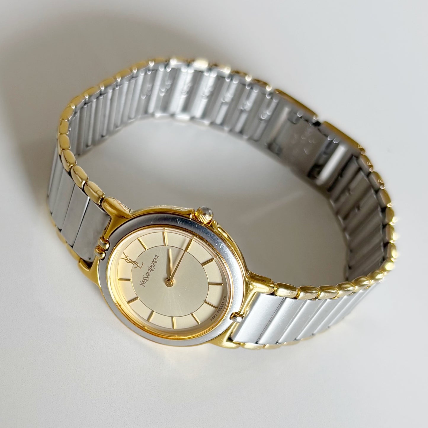 Yves Saint Laurent 1990s Round Dial Two Tone Watch