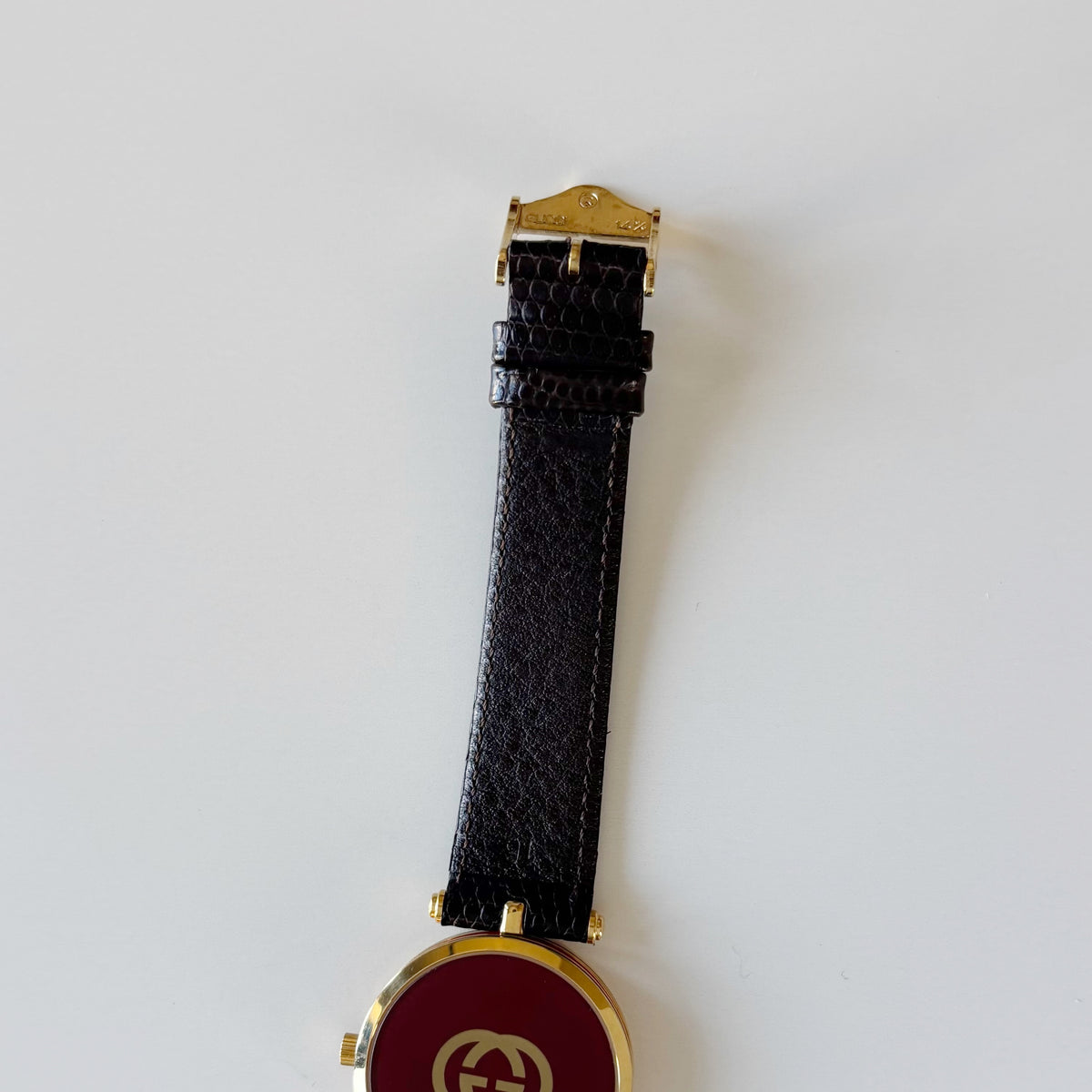 Gucci 1990s Round Gold Dial Gold Plated Watch (Large)