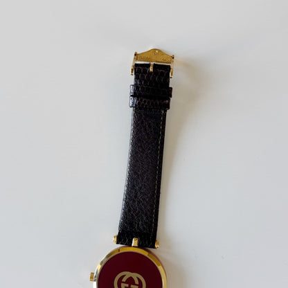 Gucci 1990s Round Gold Dial Gold Plated Watch (Large)