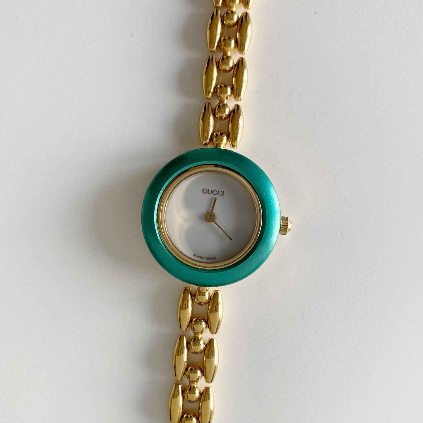 Gucci 1990s Interchangeable Bezel Gold Plated Watch with 6 bezels, case (160mm)
