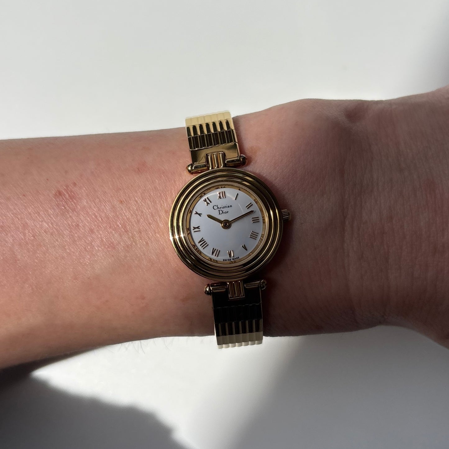 Dior 1990s Round Dial Gold Plated Watch