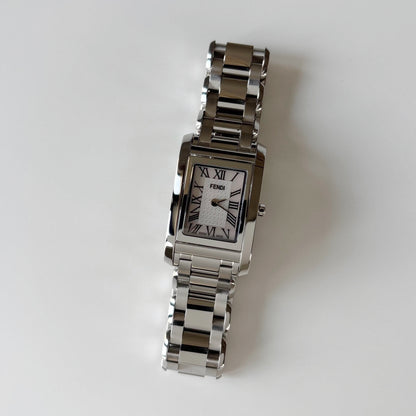 Fendi 1990s Seashell Dial Stainless steel Tank Watch