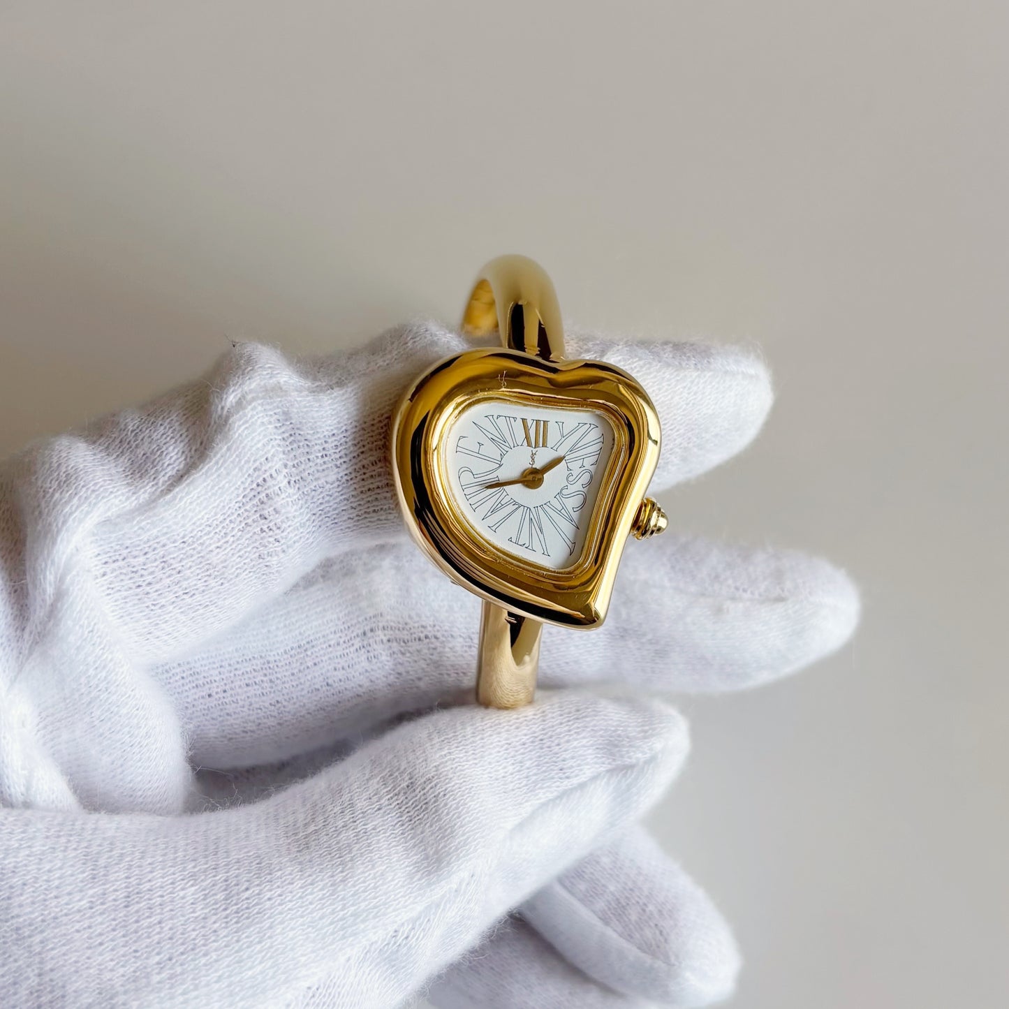 Yves Saint Laurent 1990s Heart Shaped Dial Gold Plated Watch