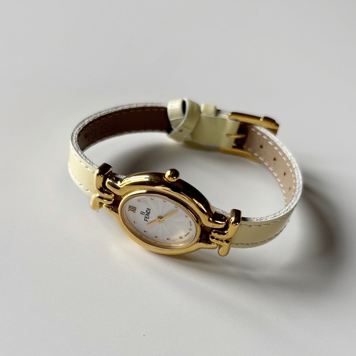 Fendi 1990s Interchangeable Strap Gold-Plated Watch with 9 Straps and Case