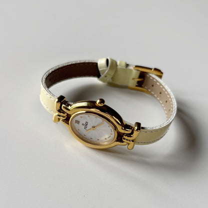 Fendi 1990s Interchangeable Strap Gold-Plated Watch with 9 Straps and Case