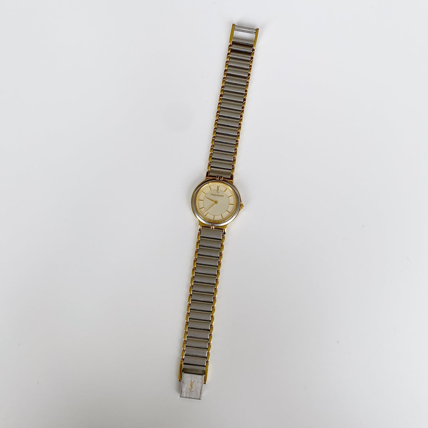 Yves Saint Laurent 1990s Round Two Tone Watch