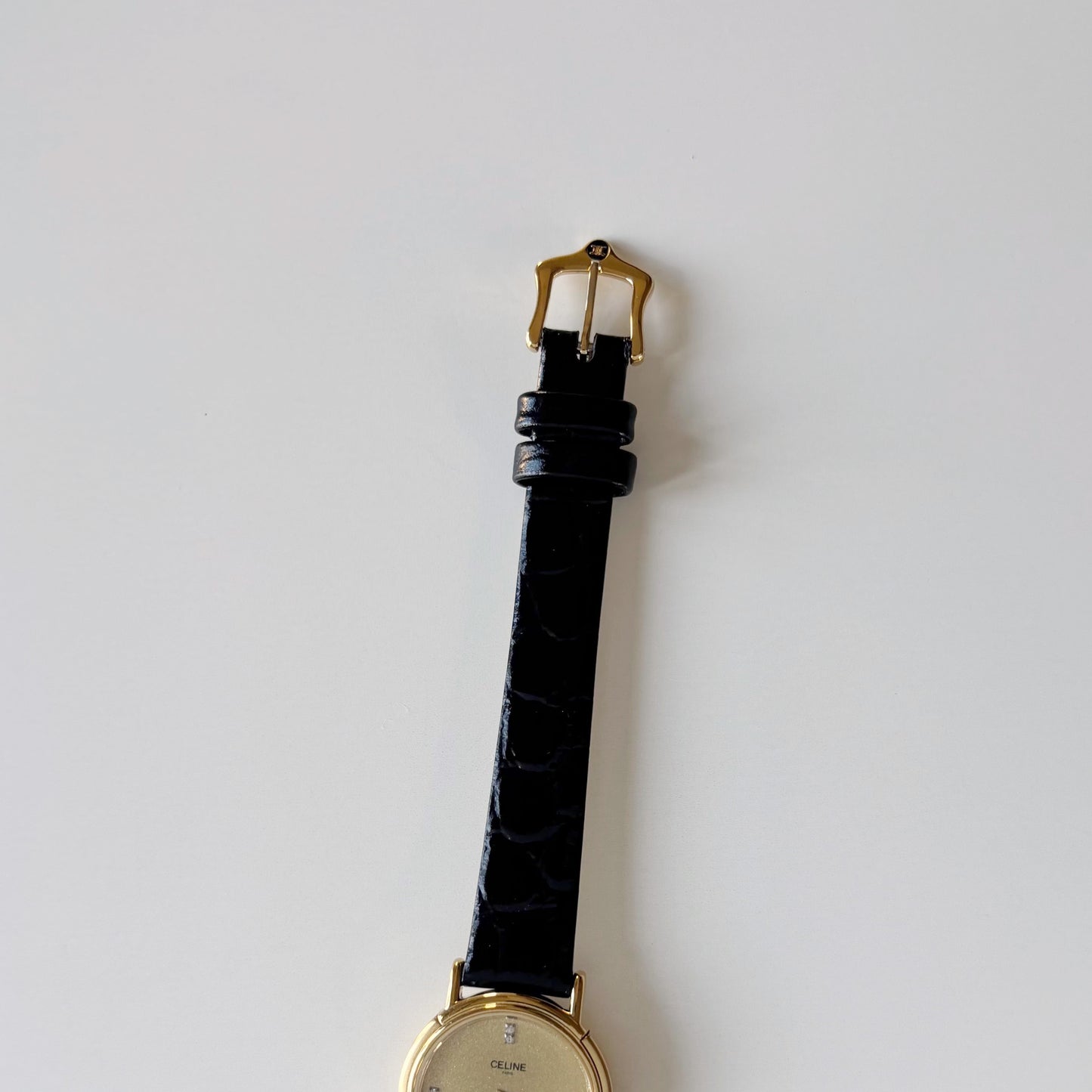Celine 1990s Round Dial Gold Plated Watch