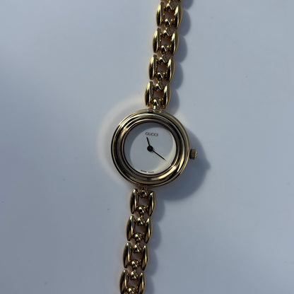 Gucci 1990s Interchangeable Bezel Gold Plated Watch with 6 bezels, case (160mm)