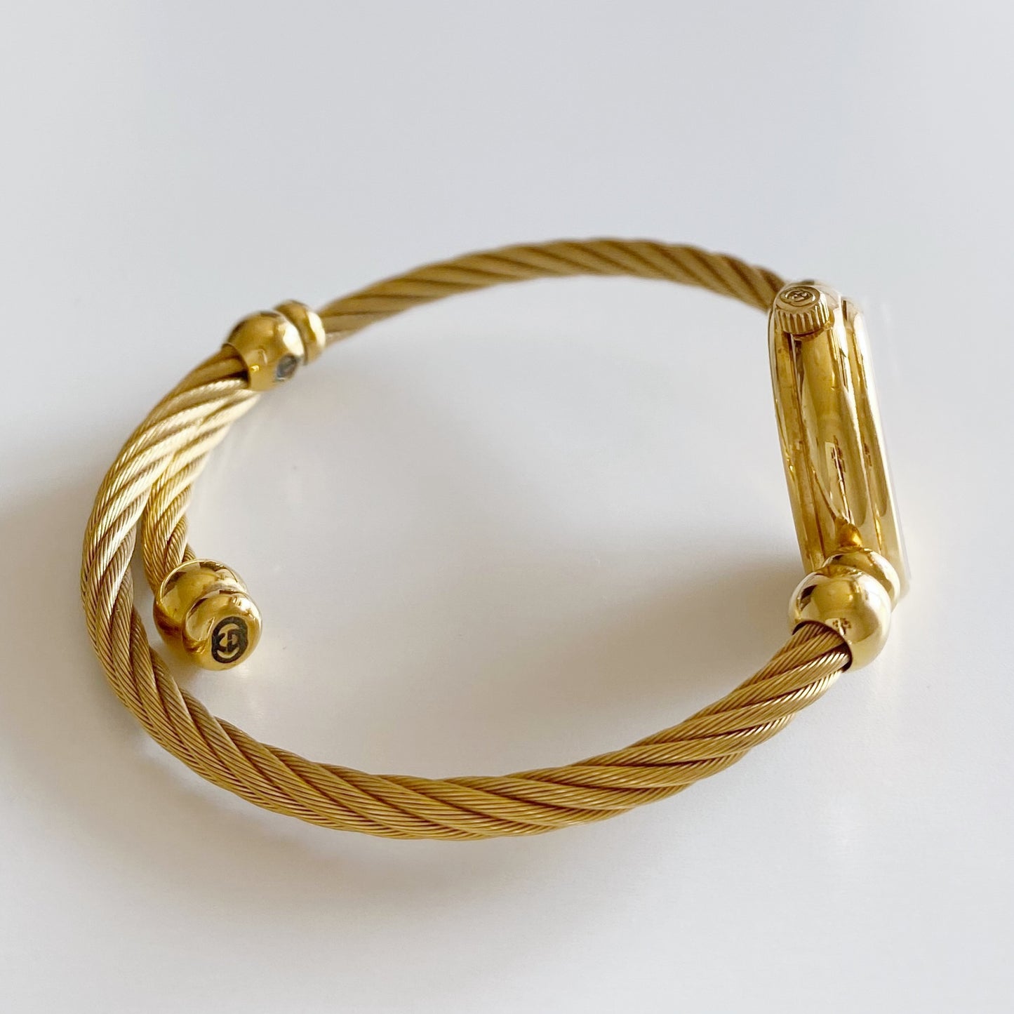Gucci 1990s Blue Dial Gold Plated Bangle Watch