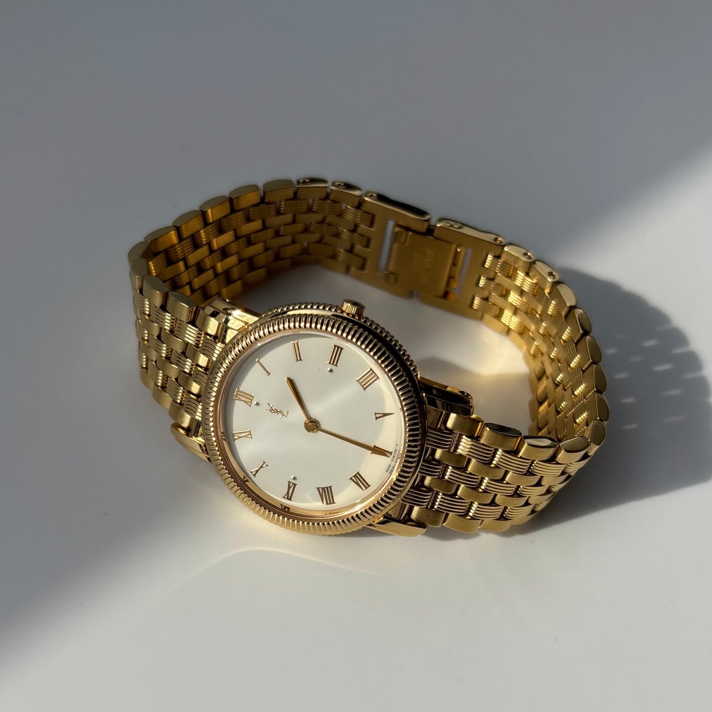 Yves Saint Laurent 1990s Round Dial Gold Plated Watch (Large)