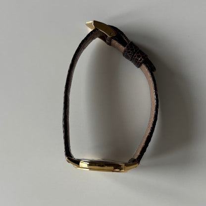Yves Saint Laurent 1990s YSL Logo Round Dial Gold Plated Watch